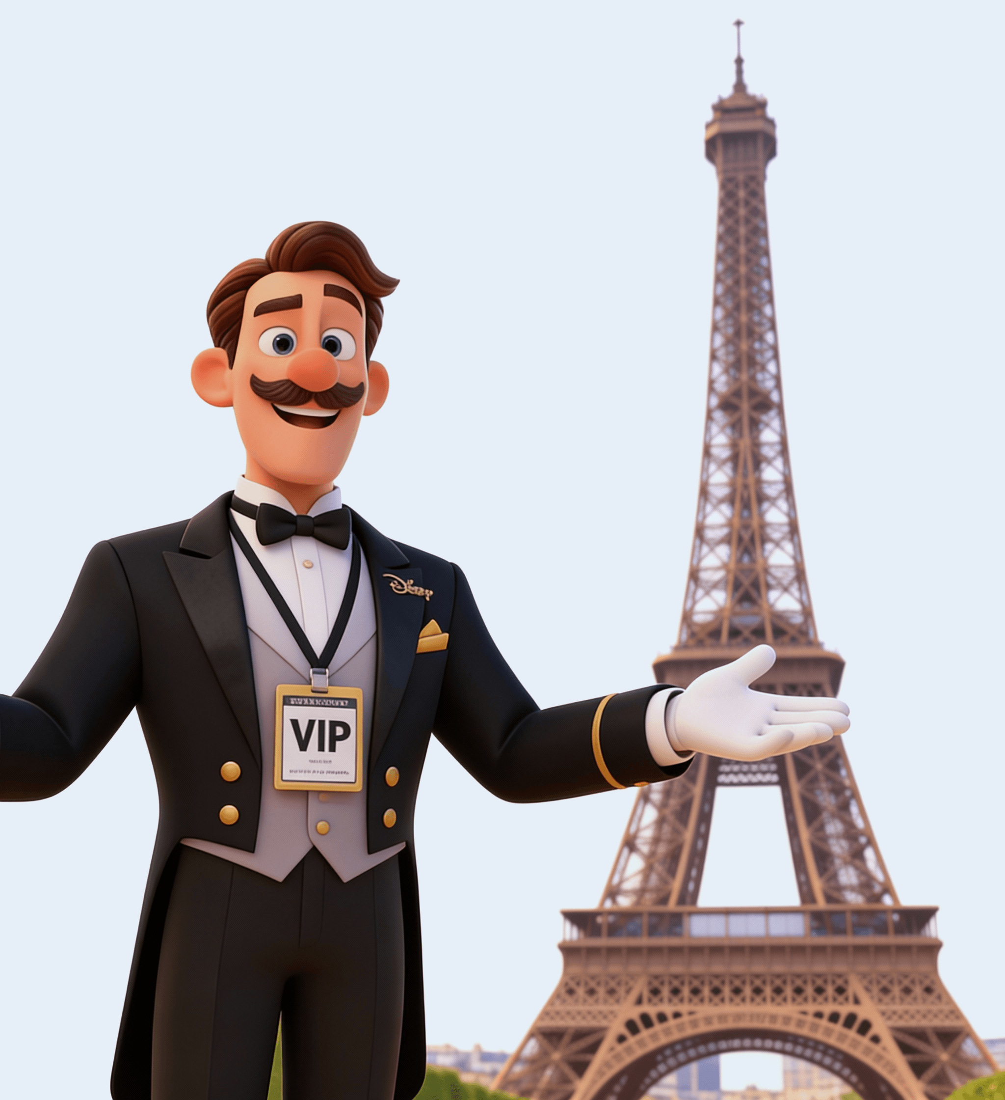 гид на фоне Эйфелевой башни